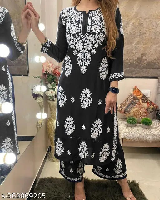 Black Chikankari set